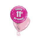 Happy Birthday 11th Pink Foil Balloon Bouquet