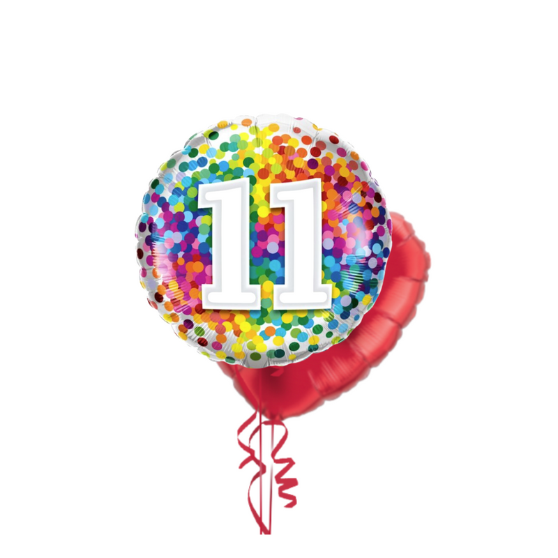 Happy 11th Birthday Confetti Balloon Bouquet