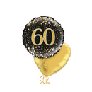 Happy 60th Birthday Black and Gold Balloon Bouquet