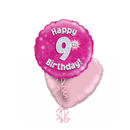 Happy Birthday 9th Pink Foil Balloon Bouquet