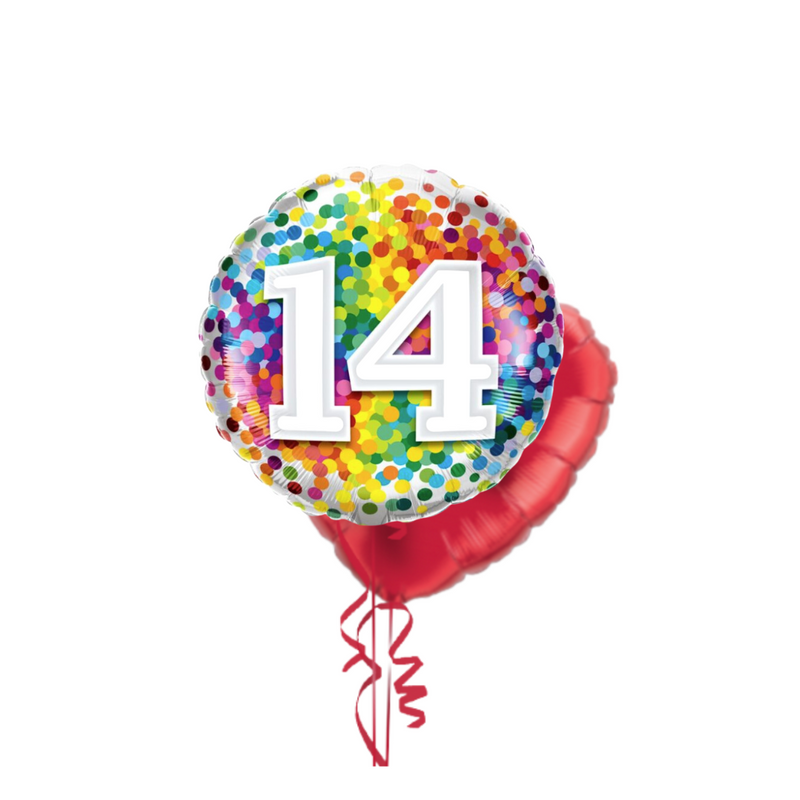 Happy 14th Birthday Confetti Balloon Bouquet