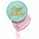 Blue and Gold Sparkles Happy Birthday Balloon Bouquet