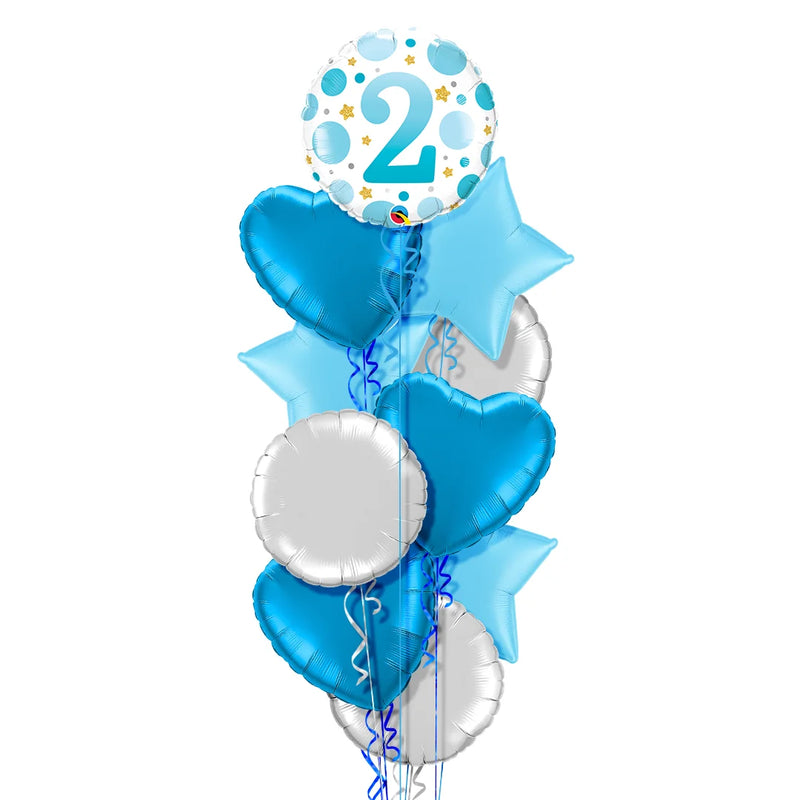 2nd Birthday Blue Dots Balloon Bouquet