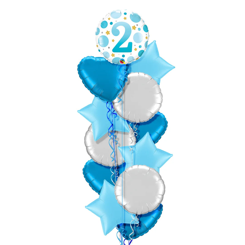 2nd Birthday Blue Dots Balloon Bouquet
