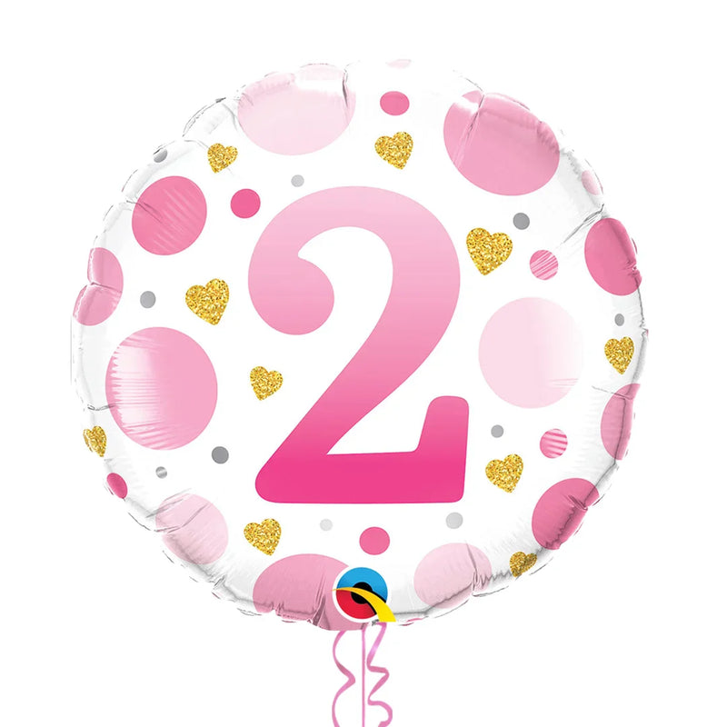 2nd Birthday Pink Dots Balloon Bouquet