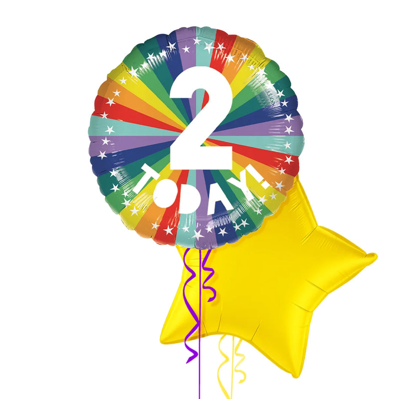 2nd Birthday Rainbow Balloon Bouquet