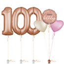 Rose Gold 100th Birthday Balloon Bouquet Set