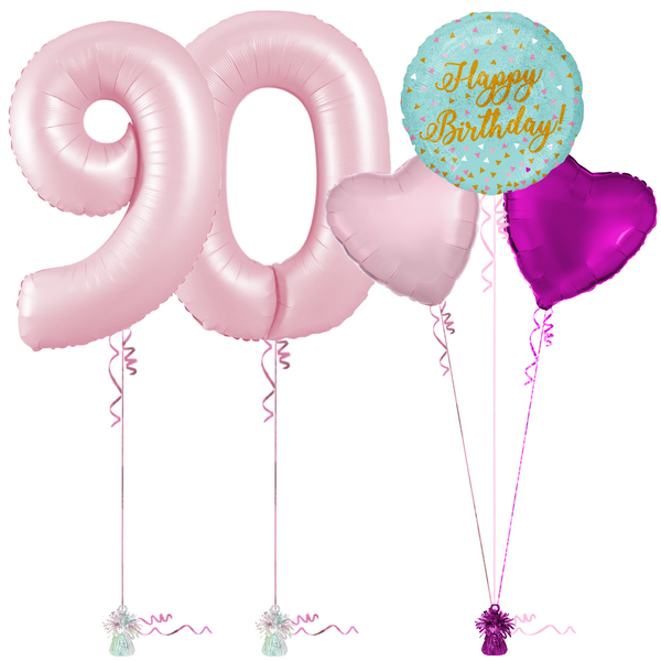 Pastel Pink 90th Birthday Balloon Bouquet Set