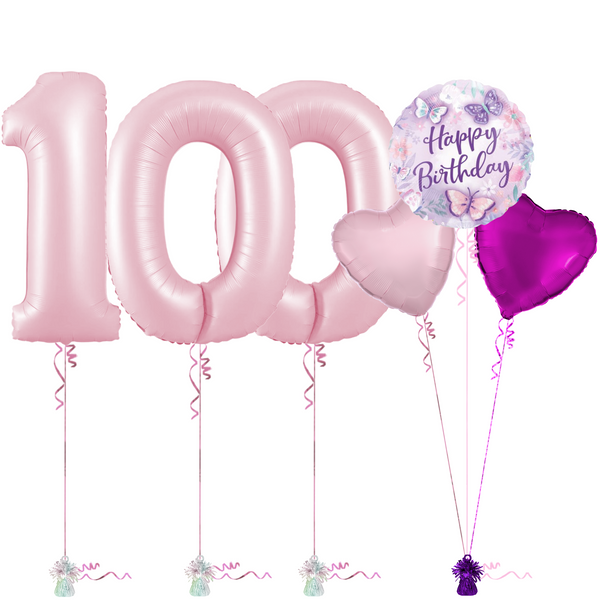 Pastel Pink 100th Birthday Balloon Bouquet Set