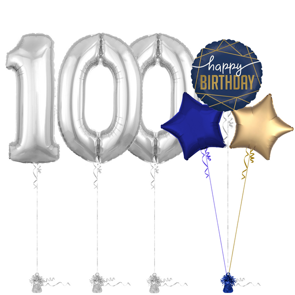 Silver 100th Birthday Balloon Bouquet Set