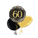 Happy 60th Birthday Black and Gold Balloon Bouquet