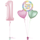 Pastel Pink 1st Birthday Balloon Bouquet Set