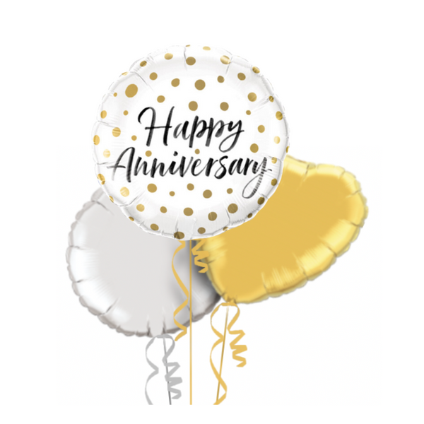 Gold Polka Dots Anniversary Balloon Bouquet