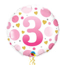 3rd Birthday Pink Polka Dots Balloon Bouquet