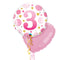 3rd Birthday Pink Polka Dots Balloon Bouquet