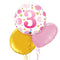 3rd Birthday Pink Polka Dots Balloon Bouquet