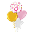 3rd Birthday Pink Polka Dots Balloon Bouquet