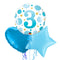 3rd Birthday Polka Dot Blue Balloon Bouquet