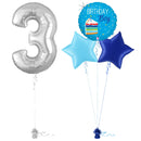 Silver 3rd Birthday Balloon Bouquet Set