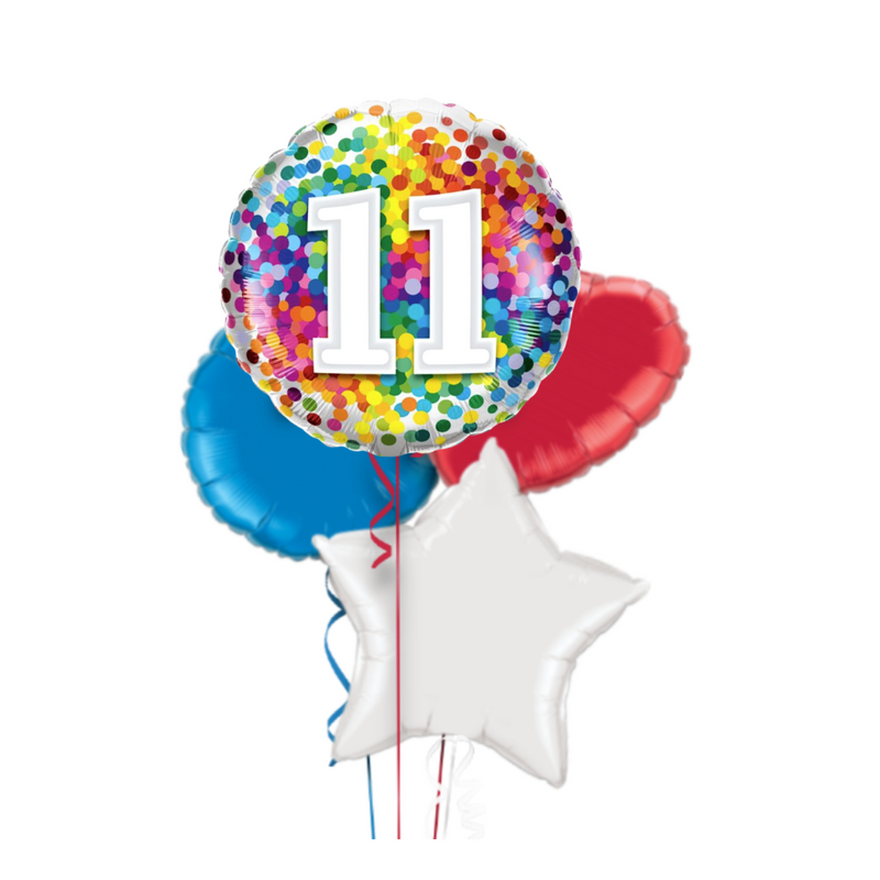 Happy 11th Birthday Confetti Balloon Bouquet