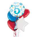 5th Birthday Blue Polka Dots Balloon Bouquet