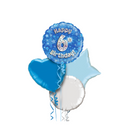 Happy Birthday 6th Blue Foil Balloon Bouquet