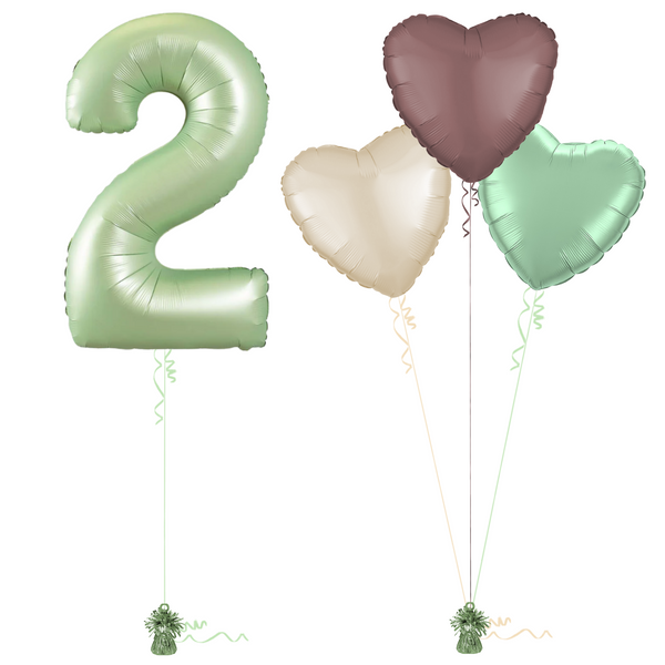 Olive Green 2nd Birthday Balloon Bouquet Set