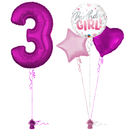 Hot Pink 3rd Birthday Balloon Bouquet Set