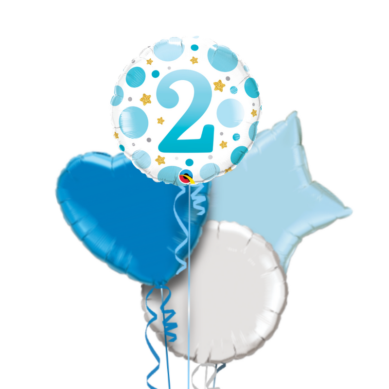 2nd Birthday Blue Dots Balloon Bouquet