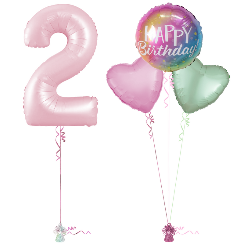 Pastel Pink 2nd Birthday Balloon Bouquet Set