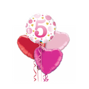 Happy Birthday 5th Pink Polka Dot Foil Balloon Bouquet