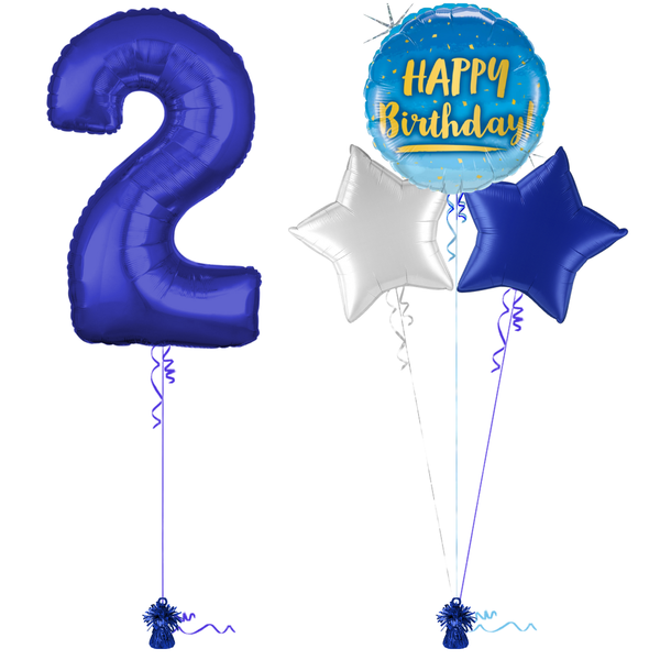 Royal Blue 2nd Birthday Balloon Bouquet Set