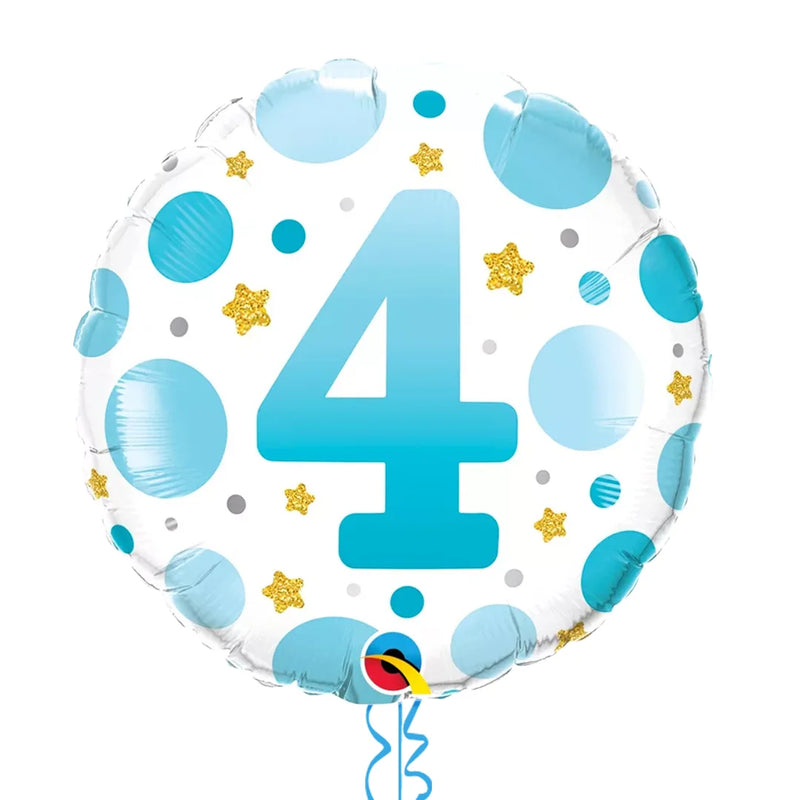 4th Birthday Polka Dot Blue Balloon Bouquet