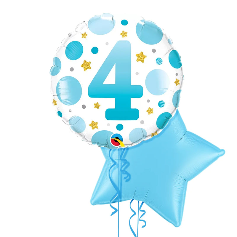 4th Birthday Polka Dot Blue Balloon Bouquet