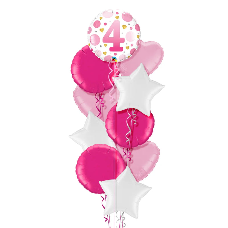 4th Birthday Polka Dots Balloon Bouquet
