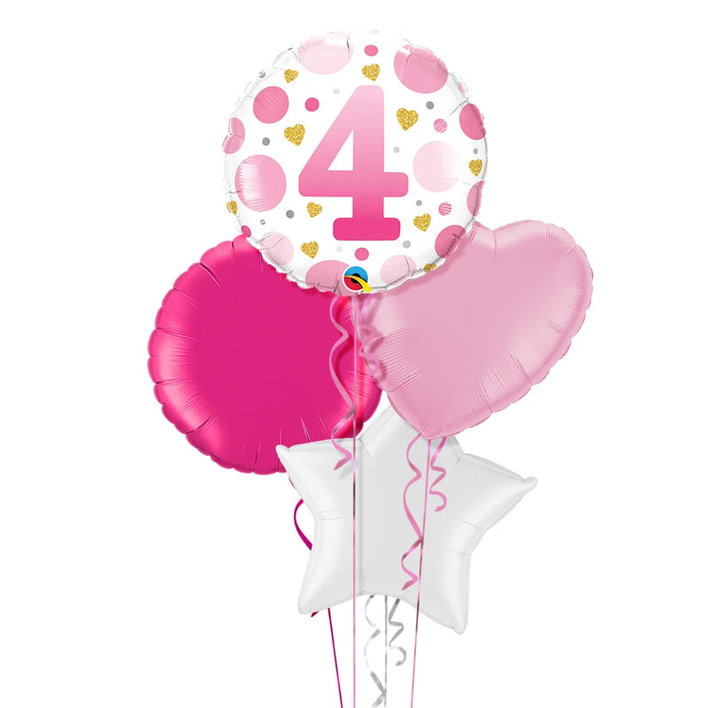 4th Birthday Polka Dots Balloon Bouquet