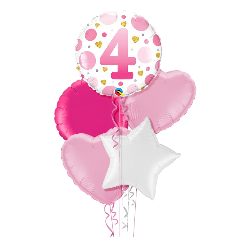 4th Birthday Polka Dots Balloon Bouquet