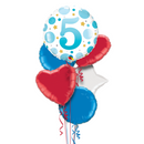 5th Birthday Blue Polka Dots Balloon Bouquet