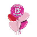 Happy Birthday 13th Pink Foil Balloon Bouquet