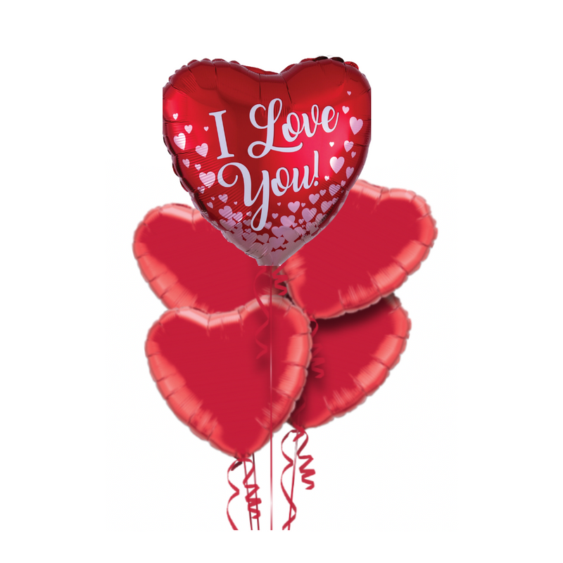 I Love You Confetti Hearts Balloon Bouquet