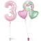 Pastel Pink 3rd Birthday Balloon Bouquet Set