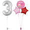 Silver 3rd Birthday Balloon Bouquet Set