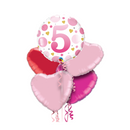 Happy Birthday 5th Pink Polka Dot Foil Balloon Bouquet