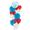 5th Birthday Blue Polka Dots Balloon Bouquet