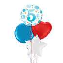 5th Birthday Blue Polka Dots Balloon Bouquet