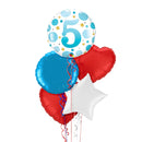 5th Birthday Blue Polka Dots Balloon Bouquet