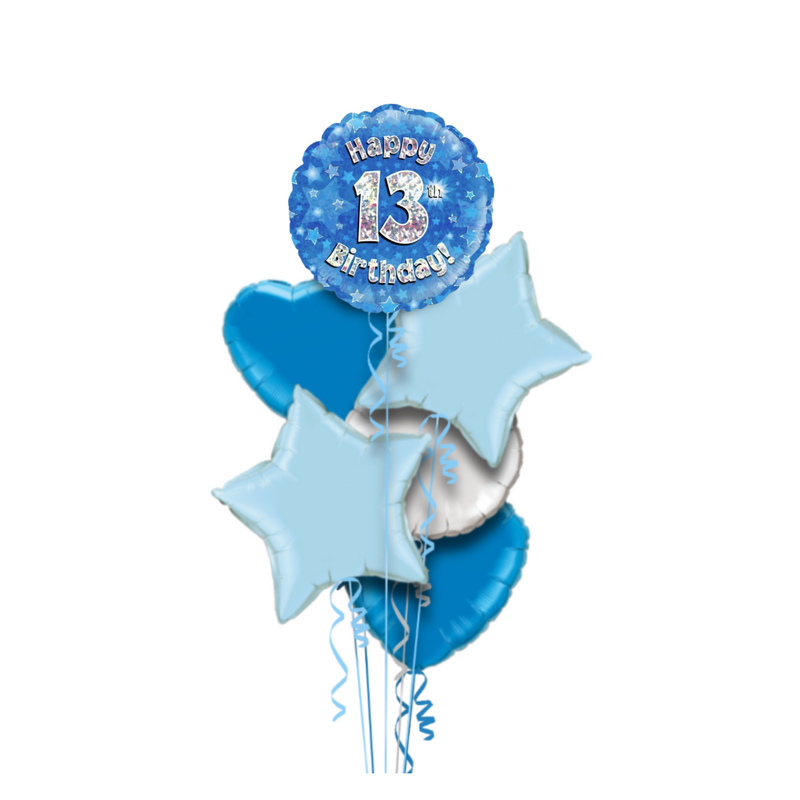 Happy Birthday 13th Blue Foil Balloon Bouquet