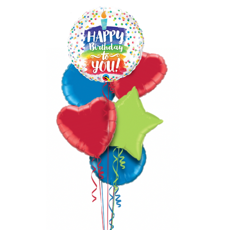 Happy Birthday Candle Colours Balloon Bouquet