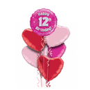 Happy Birthday 12th Pink Foil Balloon Bouquet