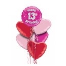 Happy Birthday 13th Pink Foil Balloon Bouquet